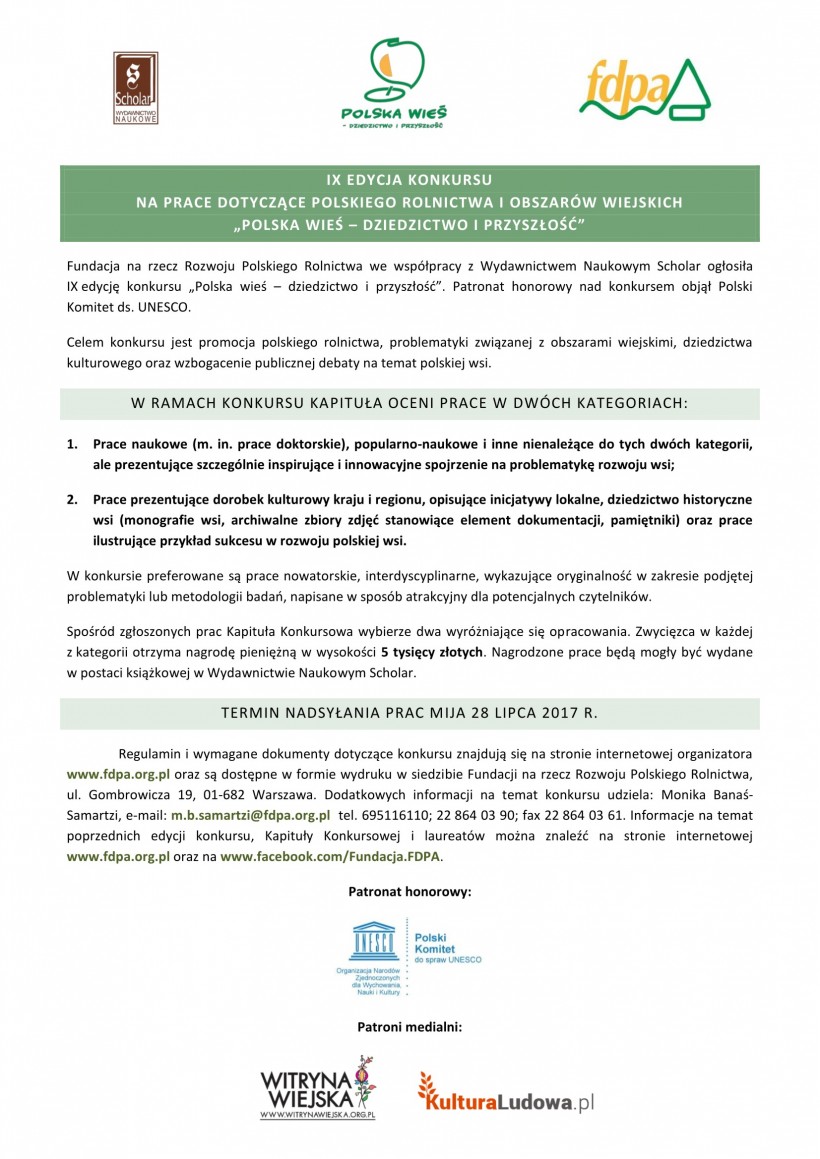 ogłoszenie konkurs Polska Wieś 2017