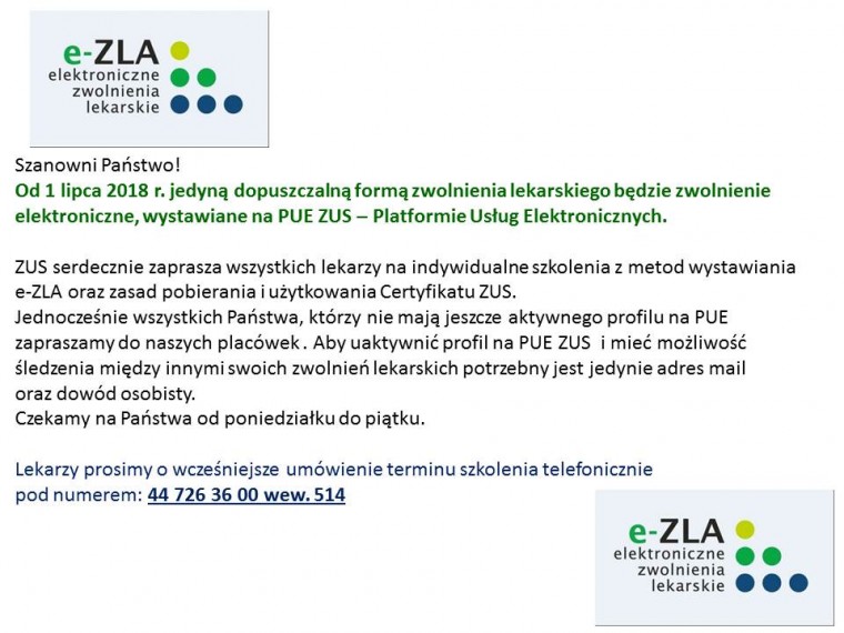 e - ZLA - informacja dla lekarzy i mieszkańc&oacute;w (tm)