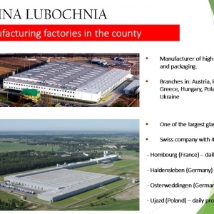 Grafika przedstawia opisy przedsiębiorstw w sąsiedztwie Gminy Lubochnia